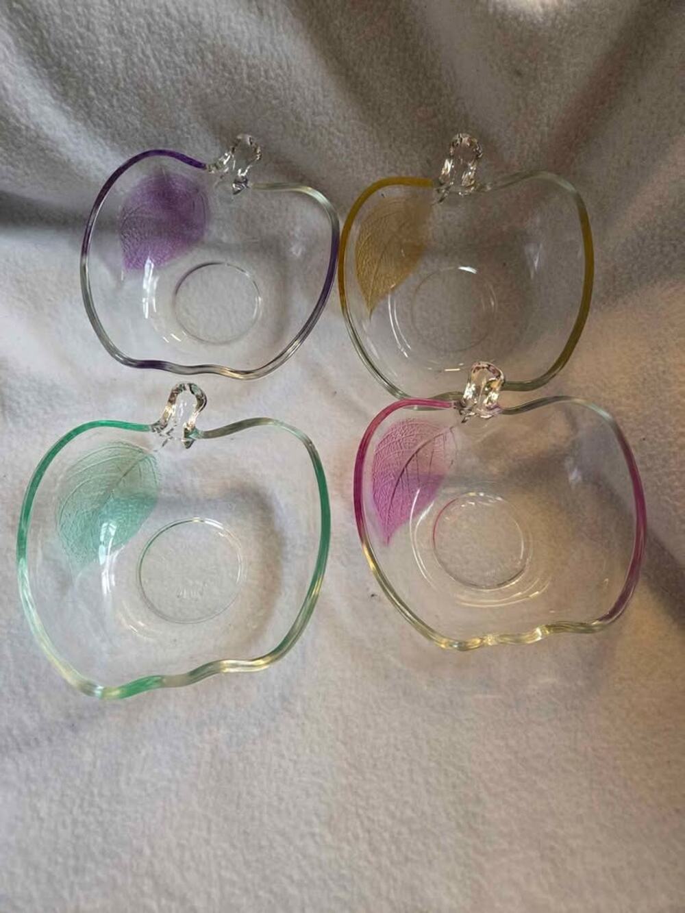 Vintage Colorful Glass Apple Shaped Bowls - Set of 4